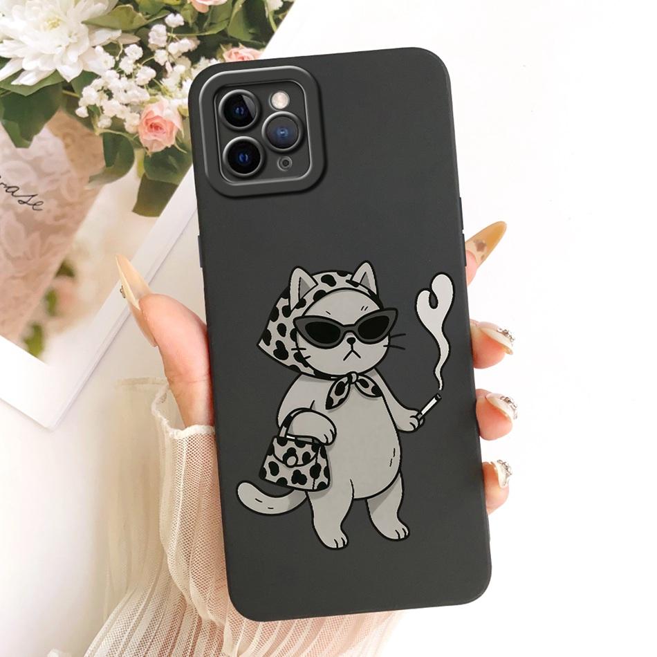For iPhone 11 Pro Max Cute Cat Flower Cartoon Phone Case For iPhone11 11Pro 11ProMax Shockproof Soft Silicone Covers Bumpers