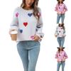 Women's Loose Casual Fashion Round Neck Heart Sweater Knitted Bottoming Shirt Sweater