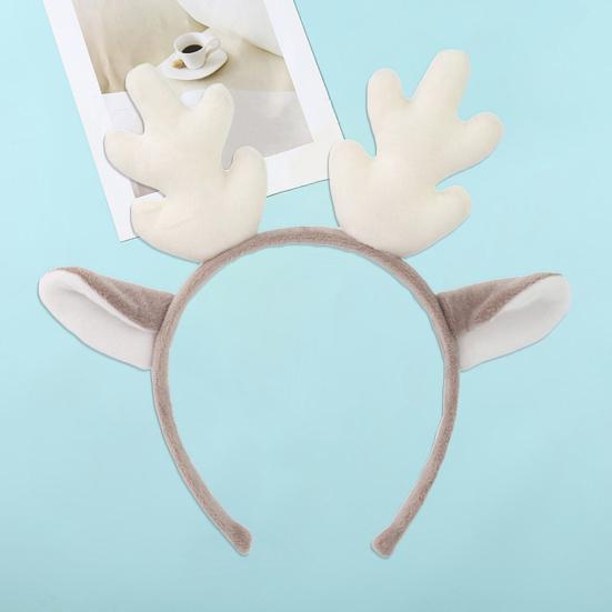 Christmas Antler Hairband Elastic Anti-slip Plush Fit for All Ages Christmas Hair Accessories Holiday Party Decorations Costume Festive Reindeer