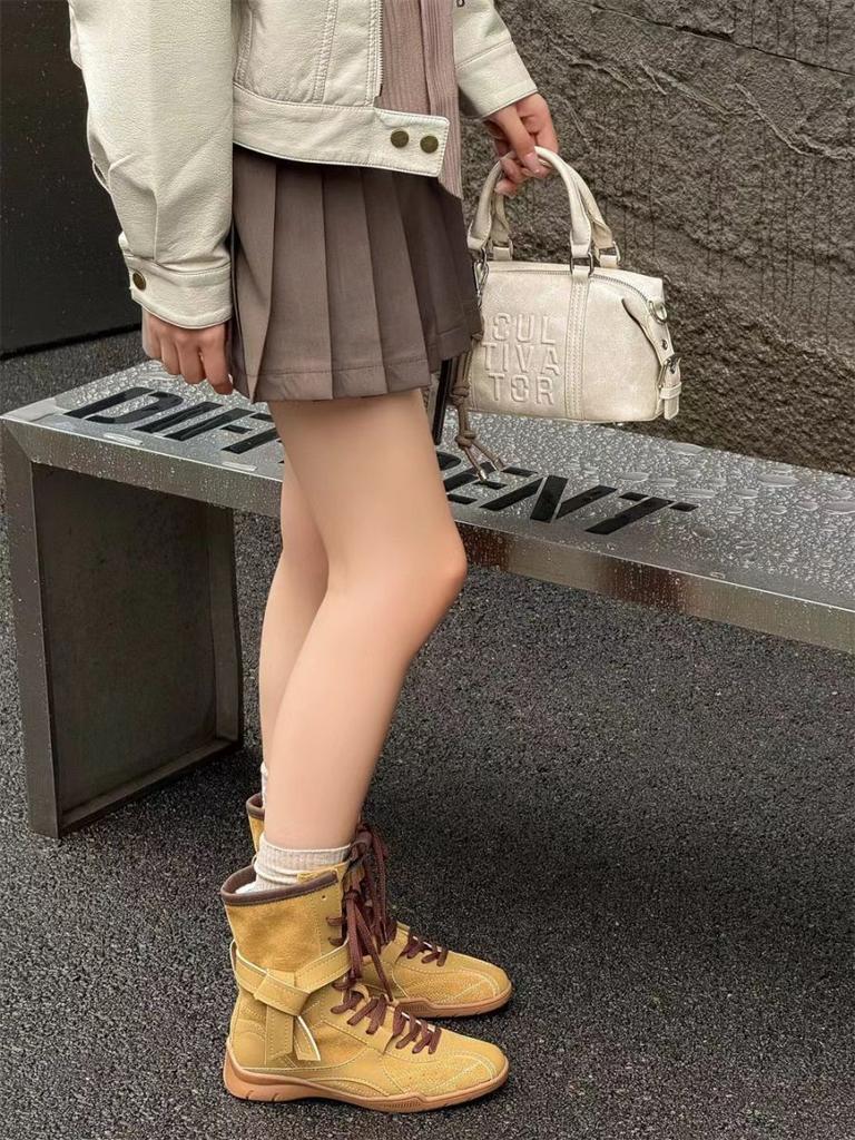 2025 новые ретро ботинки Мартин женские коричневые боксерские ботинки круглый носок шнуровка спортивные ботинки короткие ботинки зарубежный универсальный корейский стиль