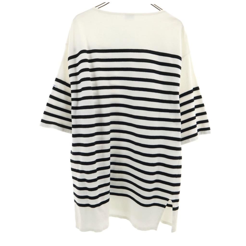 Orcival Made In France Border Pattern 7 Minutes Sleeve Boat Neck Big Silhouette Cut Women Used