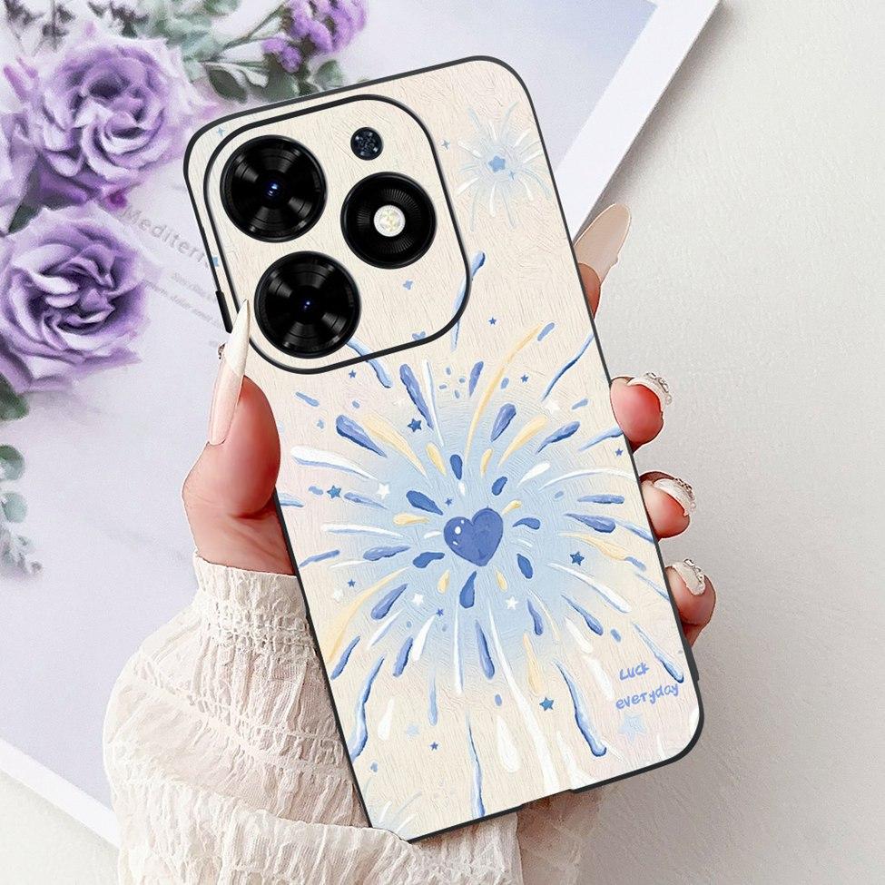 Для Tecno Spark Go 2024 BG6 Задняя крышка Для Tecno Spark Go 2024 Чехол Модный Роскошный Цветы Милый Мультяшный Кот Ударопрочный Силиконовый