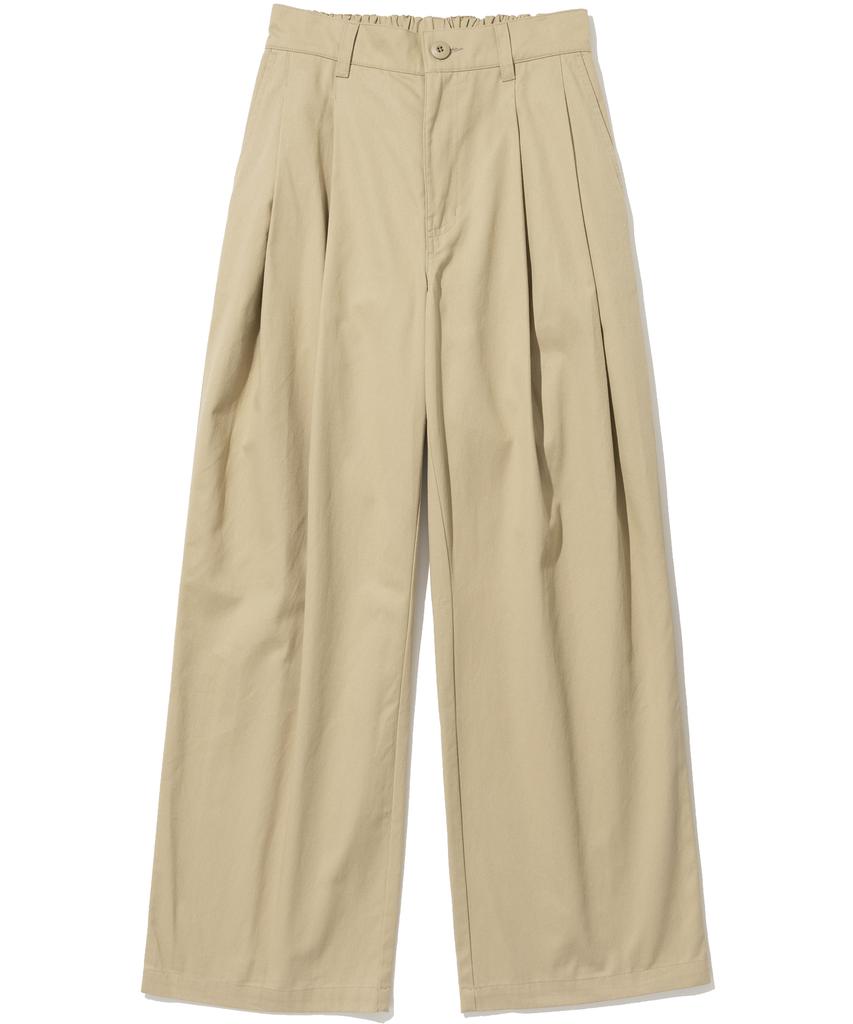 NOT4NERD Two Tuck Wide Cotton Pants - Beige