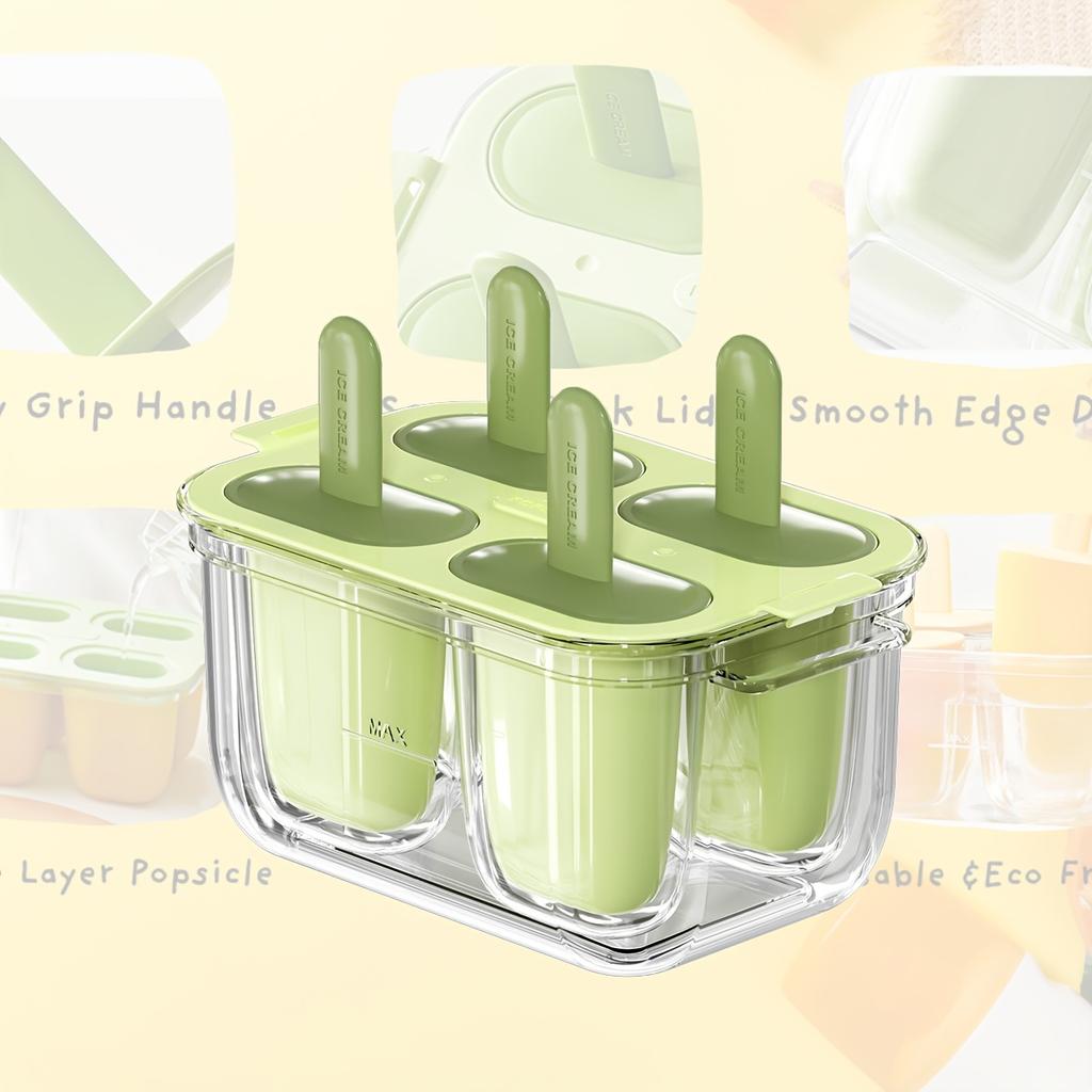 1pc Easy-Release Popsicle Maker-4Leak-Proof Molds for Juice/Fruit.BPA-Free,transparent,warm water release.Homemade popsicle tool