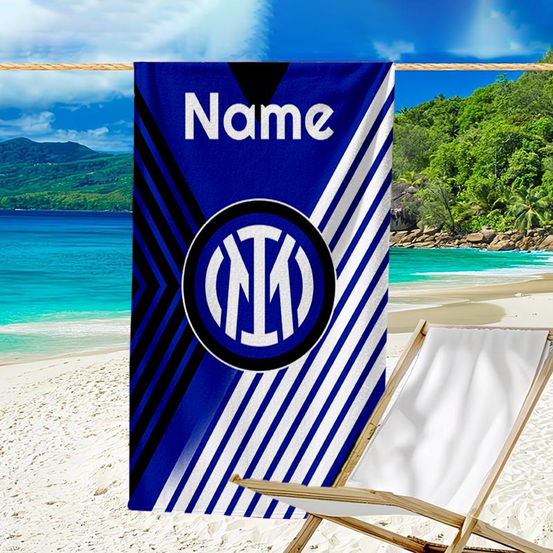 Custom Name Ultrasoft Beach Towel With Inter Milan Themeideal For Pool Camping Diving Perfect Travel Essential Vibrant Beach Towel