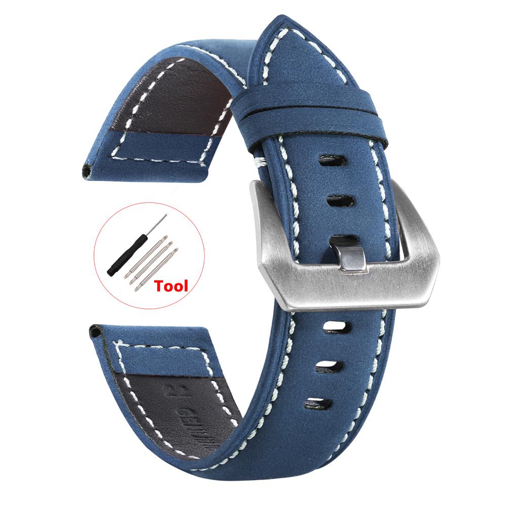 Ремешок для часов 18 мм, 20 мм, 22 мм, 24 мм, винтажный ремешок из натуральной кожи из натуральной кожи для часов Huawei Watch Gt2/3, ретро-ремешок для мужчин и женщин, сменные браслеты