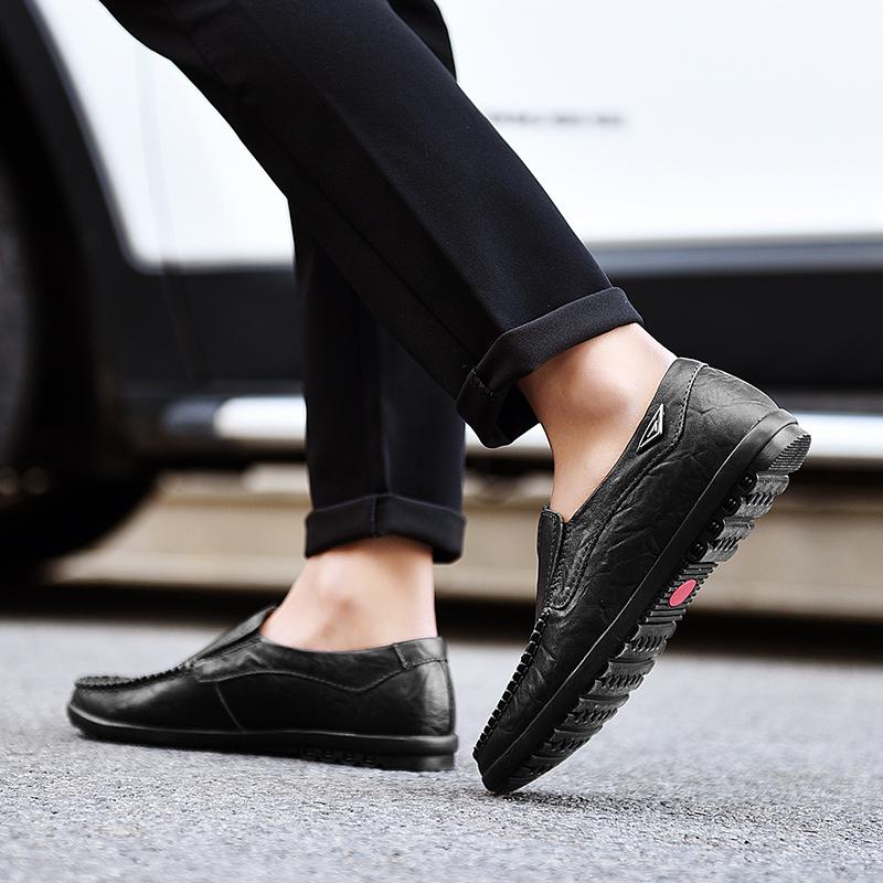 Дизайнерские высококачественные кожаные мужские туфли Lazy Shoes Мягкие мокасины Loafers Модный бренд для мужчин Flat