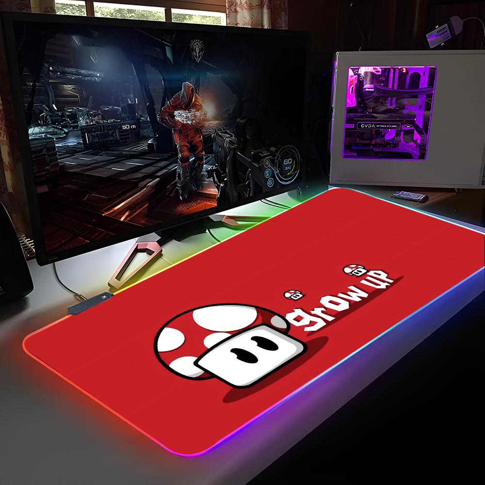 Hot Game Super Cool M-Mario Bros Mouse Pad RGB Backlit Mouse Pad Laptop Mouse Pad Laptop Gamer Computer Desk Gaming Accessories