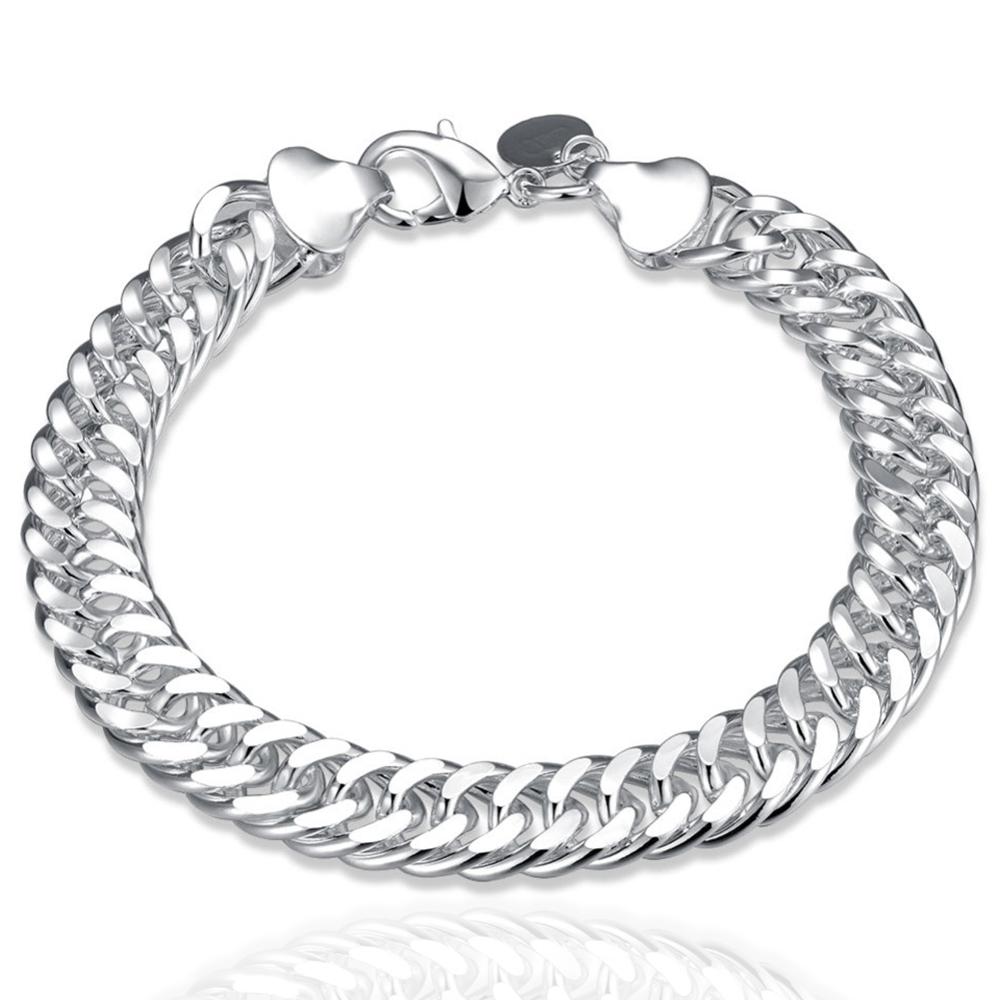 Hot 925 Sterling Silver Cute Buckle Side Chain Solid Bracelet for Women Men Charm Party Gift Wedding Fashion Jewelry