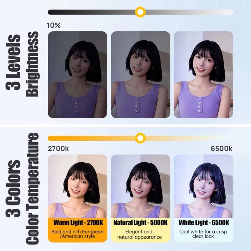 3 Color Light Portable LED Selfie Light Adjustable Brightness Mini LED Flashes  Laptop