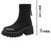 Fujin 7cm Microfiber Cloth Streth Fabric Platform Wedge Combat Women Ankle Boots Spring Shoes Leather Autumn Fashion ZIP Booties