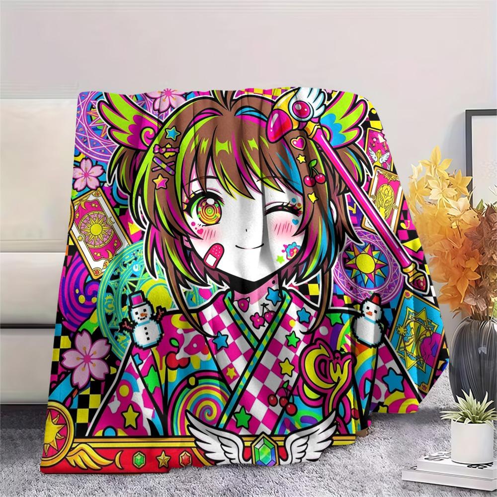 Cardcaptor Sakura Print Flannel Blanket, Ultra Soft High Quality All Seasons Warm Throw, Home Decor Cozy Blanket, Perfect Christmas Gift