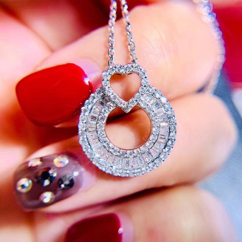 Модное и легкое роскошное темпераментное ожерелье из 18-каратного золота с круглым бриллиантом и муассанитом для женщин