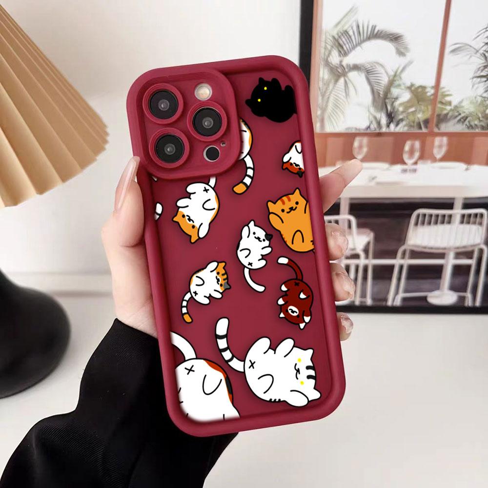 Милый кот Очаровательный чехол для телефона Для iPhone Apple 17 AIR 16 16E 11 12 13 14 15 XR Plus Pro Max Чехол своими руками ТПУ Ударопрочная крышка Capa