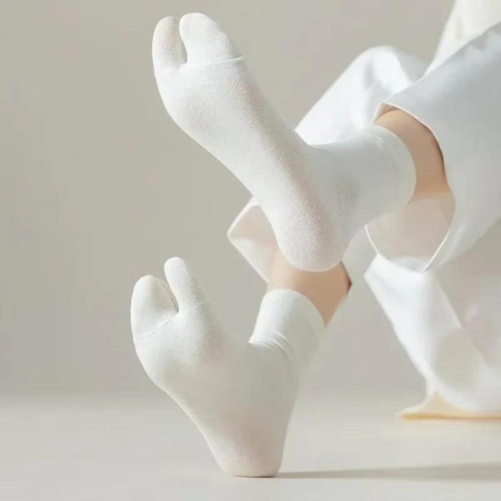Thin Split Toe Sock Solid Color Mid-Calf Socks Japanese Style Tabi Toe Socks Girls