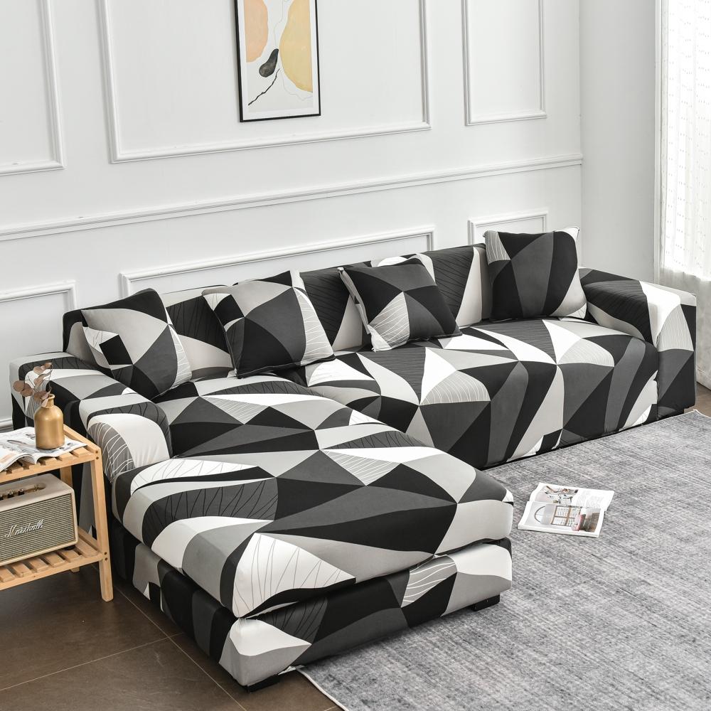 Геометрический принт Чехол на диван Чехол на диван Sofa Coverastic Чехлы для защиты от животных Шезлонг Защита L-образный Пылезащитный Машинная стирка 1 шт.