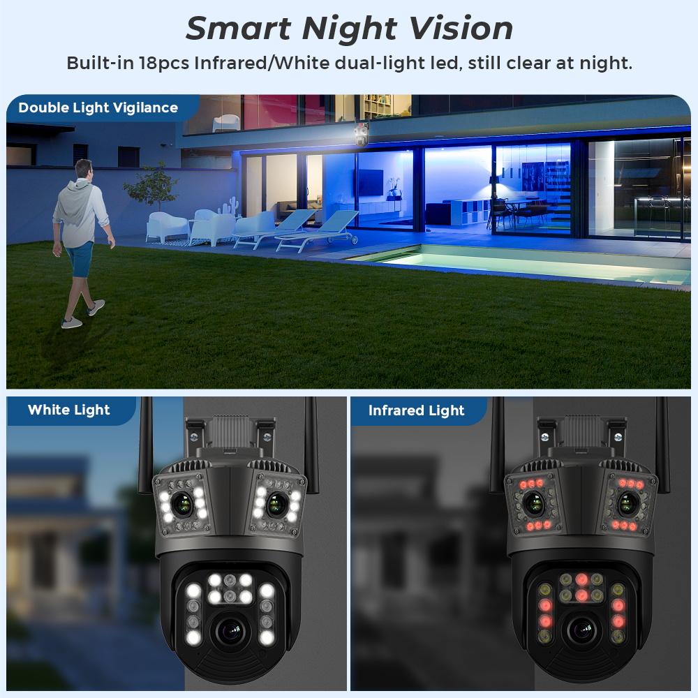 6K 12MP Wifi камера PTZ три экрана наружное автоматическое слежение ночное видение охранная система видеонаблюдения камера IP iCSee