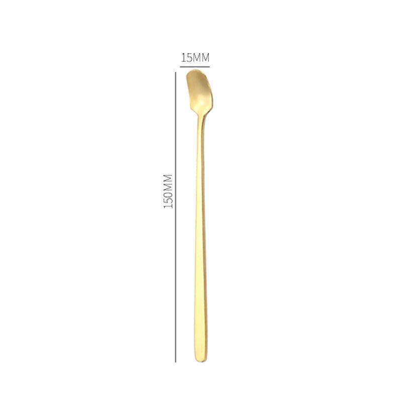 Ложка для смешивания чая и кофе из нержавеющей стали Sakura Rose Golden Tableware Long Handle Cutter Mug Spoons Kitchen Cutlery Accessories