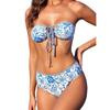 1011 European and American swimsuit bikini split sexy high waist straps women's swimsuit print
