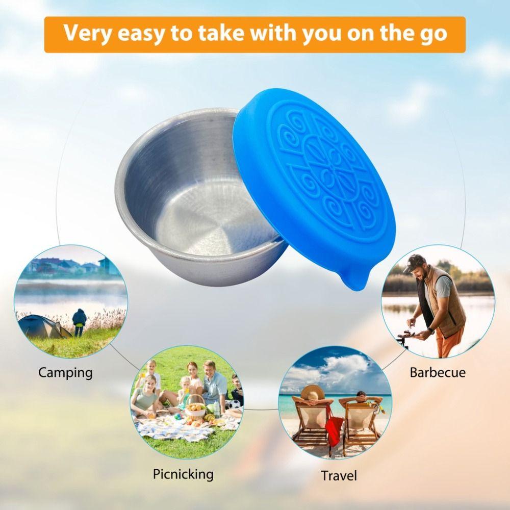 Контейнер для приправ, силиконовая крышка, соусница, нержавеющая сталь, мини-соусница с крышкой, чашка для макания