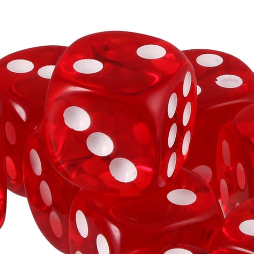 [Generic] Set of 10 Tabletop Role-Playing Game Acrylic Toy Six-Sided Dice, D6, 10 Colors - Red