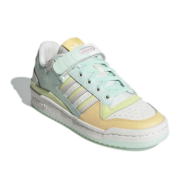 adidas Originals Forum Low Premium Velcro Ретро Цветной блок Повседневные Низкие Кеды Женские Кроссовки Белый Синий Желтый GW4919