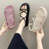 Roman Sandals Women's Summer Flat-bottom College Style with Skirt Beach Shoes Women's Simple Style Thick-soled Non-slip Sandals