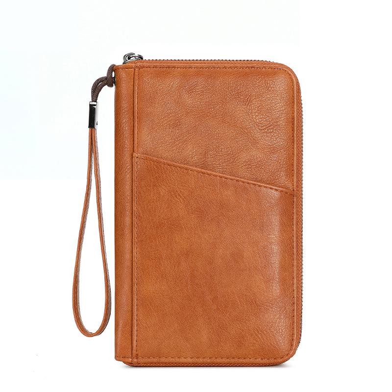 New Anti-theft Brush Passport Bag, Large Capacity Long Passport Holder, Multi-functional Travel Storage Certificate Bag
