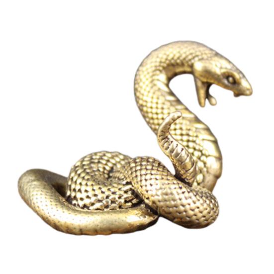 Латунная фигурка змеи, винтажная китайская модель змеи со знаком зодиака, мини-животное Боа из металла