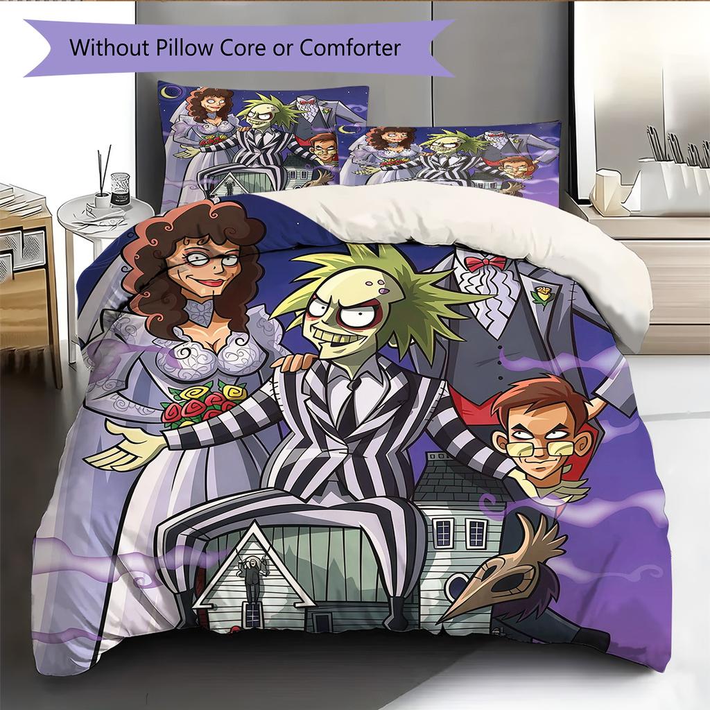 Beetlejuice2 Pattern Bedding Quilt Set Home Decoration Gift (1 * duvet cover + 2 * pillowcase without core)