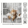 1Pc Shower Curtain - Adorable Orange Cat In A Bathtub With Bubbles And Water Drops Design Waterproof