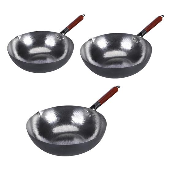 Кованая чугунная сковорода вок с антипригарным покрытием, сковорода с рисунком рыбьей чешуи, равномерный нагрев, эргономичная ручка, кастрюля для жарки, тушения, приготовления на пару