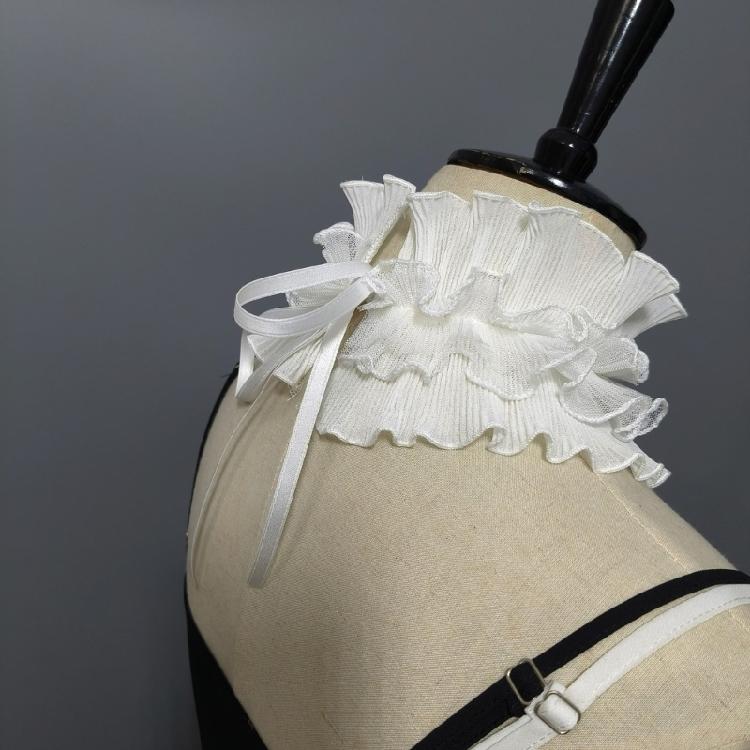 Кружевной декоративный воротник с оборками для блузки, юбки, съемный ложный воротник-рюш, регулируемый и подходящий ко всему