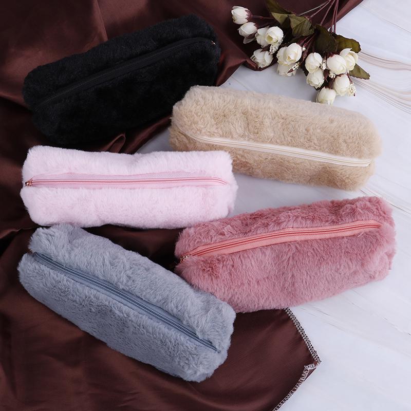 1X Милый плюшевый пушистый пенал для девочек, косметичка, кошелек для монет, сумка для хранения