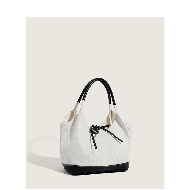 New Minimalist Splicing Canvas Ladies Daily Purse, Versatile Multiway Top Handle Underarm Shoulder Bag For Casual Outfit