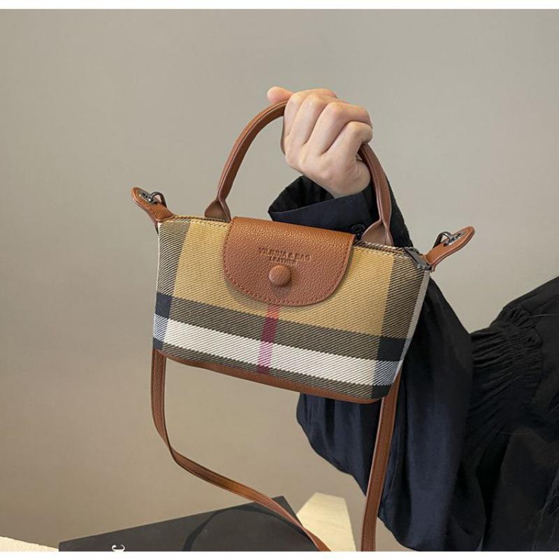 2024 Ретро Британская Клетка Мини Сумка-Кроссбоди Пельмень