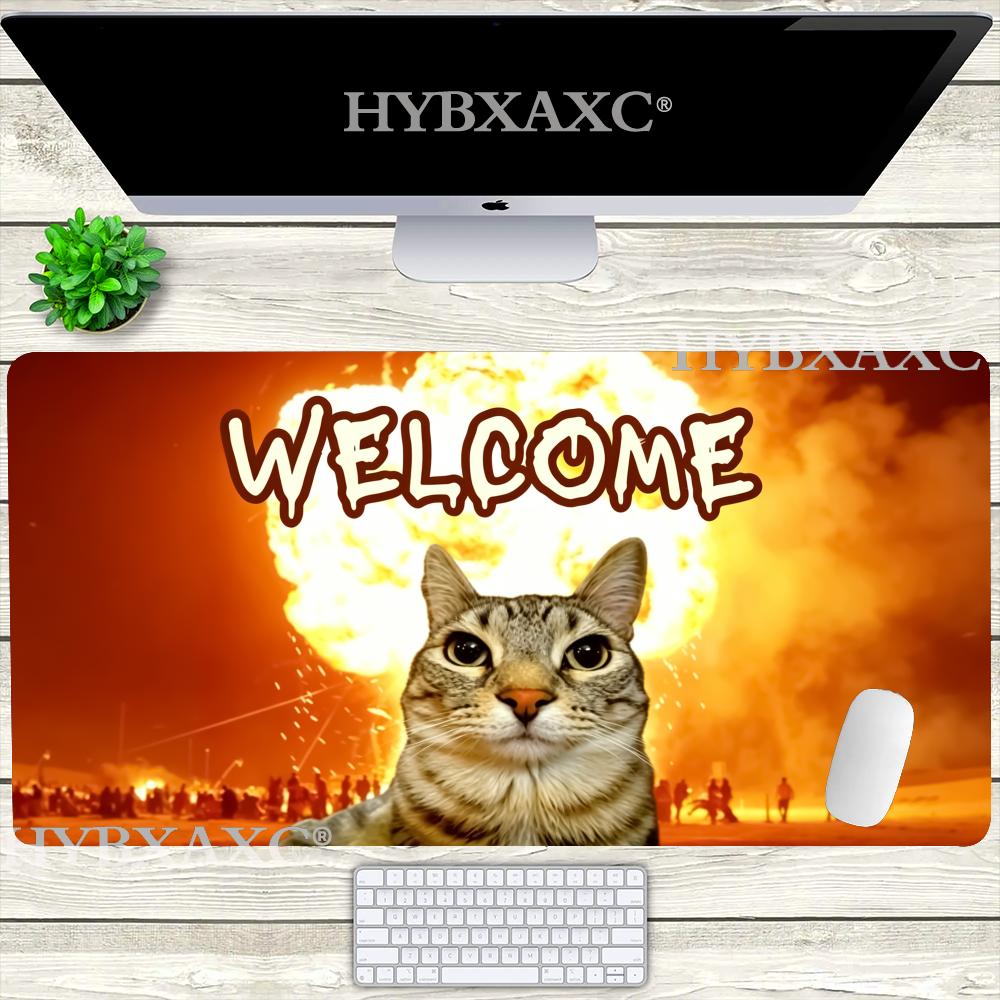 HYBXAXC Космический Кот Селфи Коврик для Мыши Смешной Кот-Астронавт Луна Земля Настольный Коврик Нескользящий Водонепроницаемый Коврик для Клавиатуры Игровой Коврик для Мыши