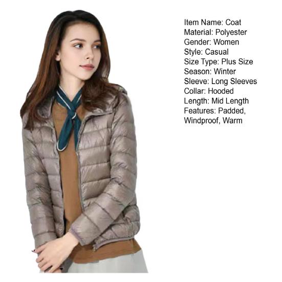 Зимнее пуховое пальто с тонким капюшоном, средней длины, на молнии, ветрозащитное, большого размера, с длинными рукавами, карманами, теплая повседневная верхняя одежда, хлопковая куртка