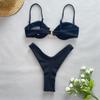 2025 New Sexy Hollow Out Swimsuit Female Solid Color Bikini Flat Chest Strap Swimsuits Fashion Beach Party Bikini Sets Holiday