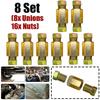 4/8/20 Sets Brake Line Connector 3/8-24 Threaded Brake Line Fittings & Brass Unions Nuts Adapter For 3/16" Brake Tube Pipe