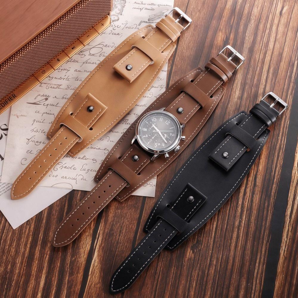 20mm 22mm 24mm Watchband PU Leather Men Bracelets Pallet Leather Watch Strap  Watch Accessories
