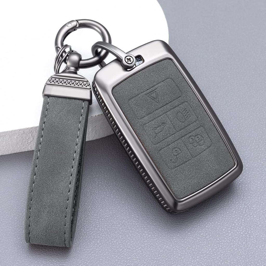 YO&YOYE For Land Rover Key Fob Cover With Keychain Leather Key Case Protector Compatible With Land Rover Vogue Range Discovery Rover Sport (Model2,