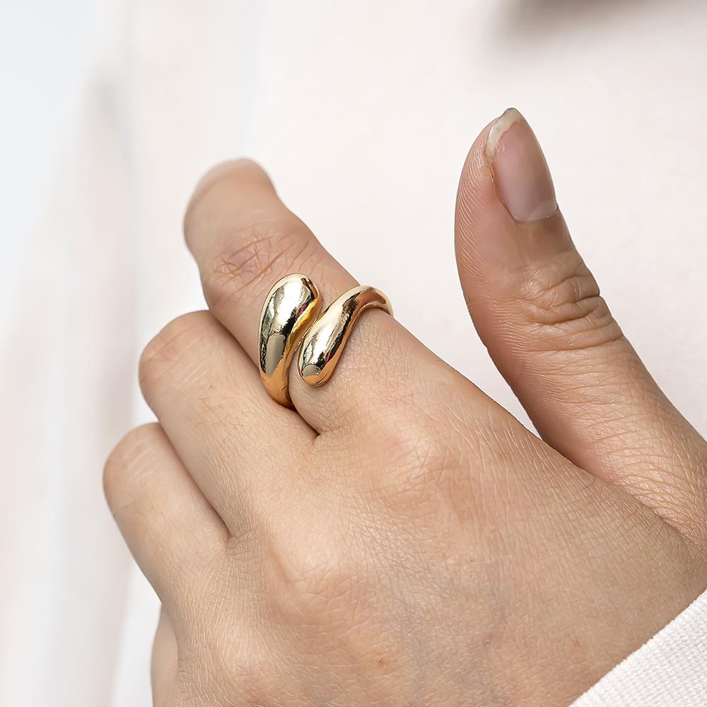 Water Drop Simple and Versatile Glossy Open Ring for Women