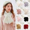 Elegant Winter Warm Faux Rabbit Fur Plush Neck Warmer Cross Scarf Solid Color Neckerchief Wrap
