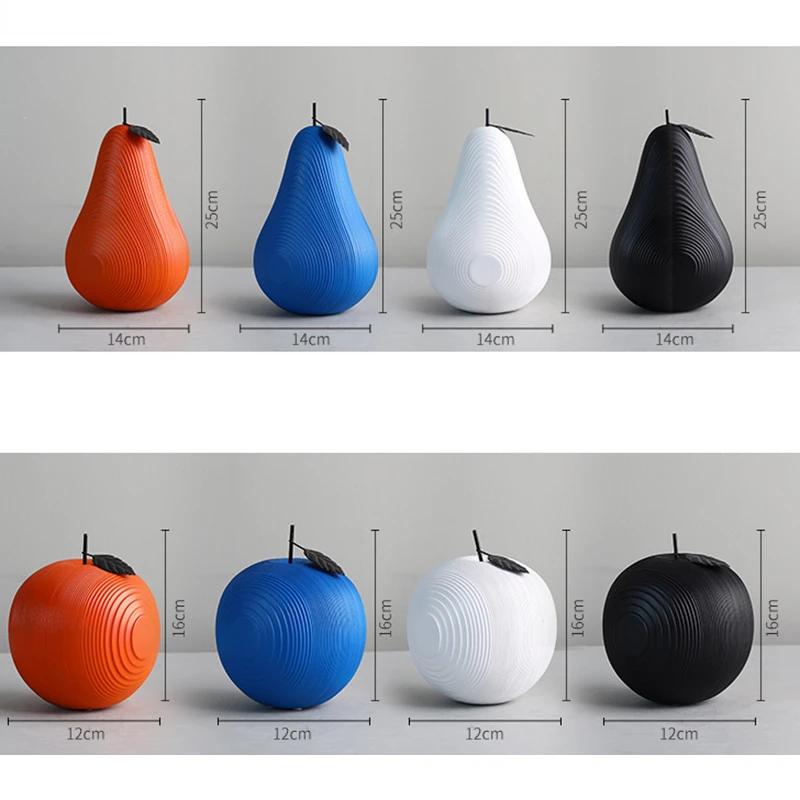 High-end Line Apple Pear resin Crafts Black White Decoration Creative Living Room Countertops Fruit Sculpture Home Decor Gift