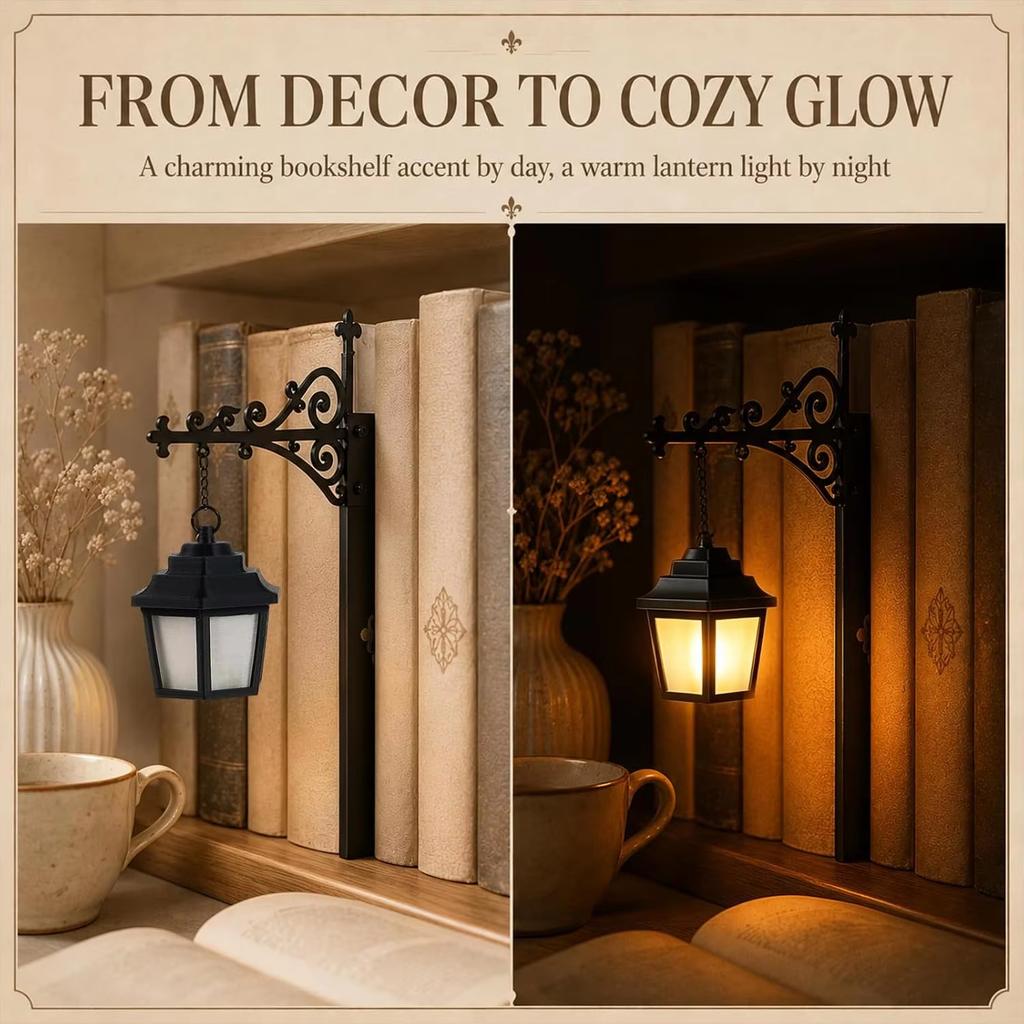 Halloween Library Lantern Mini Bookshelf Lamp LED Warm Light Vintage Hanging Shelf Light Decorative Lantern Halloween Gift
