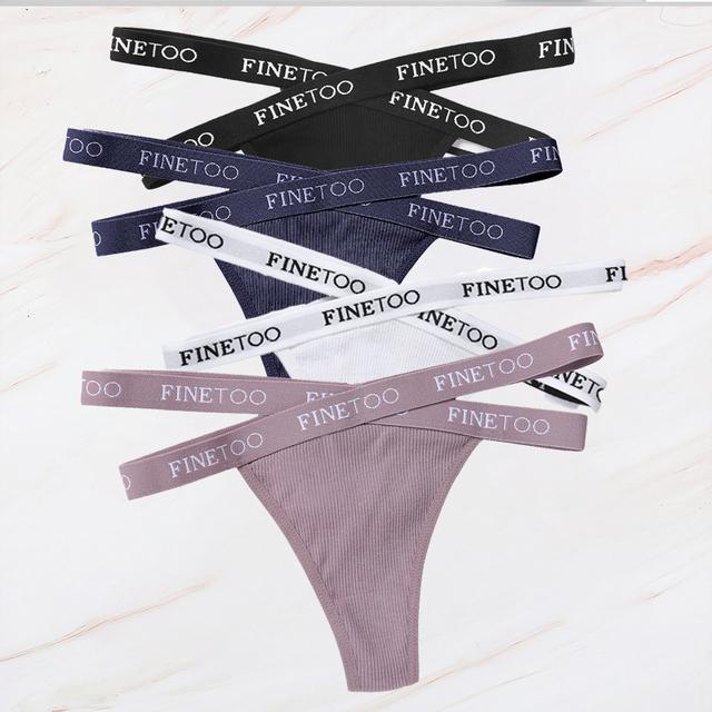 FINETOO 4PCS/Lot Sexy Cross Strap Cotton G-String Women's Panties FINETOO Letter High Waisted Fashion Thongs Panty Lingerie M-XL