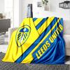 Leeds United Crest Legacy Flannel Blanket, Soft Polyester, Modern Design, All-Season for Camping, Travel, Gifts for holidays or birthdays