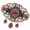 Elegant Round Floral Brooch for Ladies Ethnic Coffee Corsage Brides Wedding Jewelry Bohemian Brooch