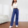 Women's High Waist Washed Women's Jeans Fashionable Versatile Straight Leg Pants